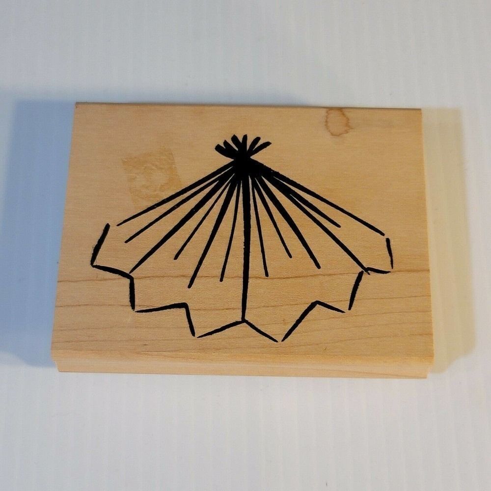 NEW Asian Fan or Teepee Rubber Stamp Denami Design Large Unused Vintage